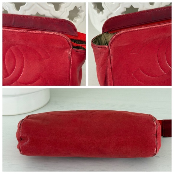 Chanel Vintage Red Lambskin CC Pouch - Picture 13 of 16
